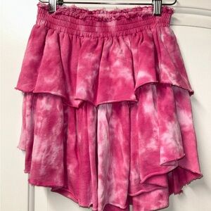 LoveShackFancy pink tie-dye skirt